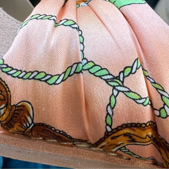 Jeffrey Campbell Cyrus Scarf Bow pink Mules Stacked chunky heel size 7.5 nwt - Picture 3 of 11